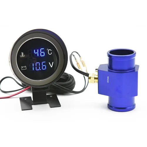 Imagen 2 del producto Medidor de temperatura del agua del automóvil -10-110 ℃   Con Sensor de tubo de junta de temperatura del agua, adaptador de 28MM 34MM, voltímetro de Sensor 1/8NPT 2 en 1 personalizado
