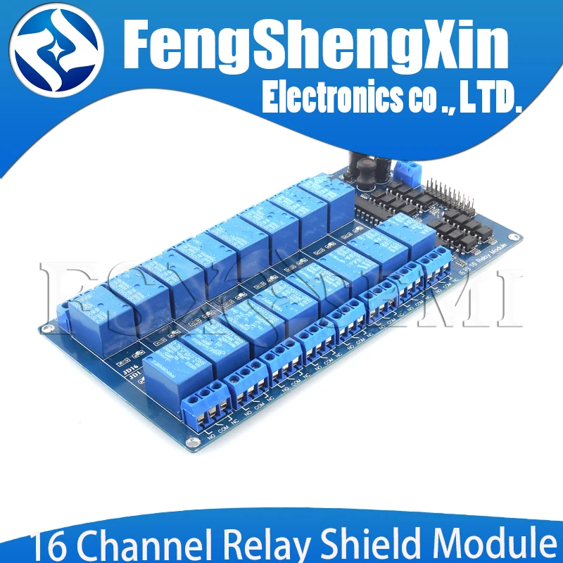 16 Channel Relay Shield Module DC 5V 12V 24V with Optocoupler LM2576 Microcontrollers Interface Power Relay For Arduino DIY Kit