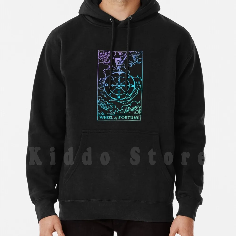 Wheel Of Fortune Tarot Card Rider Waite Witchy Hoodies Long Sleeve Tarot Tarot Wheel Of Fortune Wheel Of Fortune