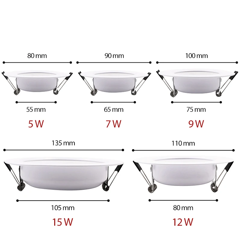 LED Downlight oświetlenie sufitowe 5W 7W 9W 12W 15W AC 220V 230V 240V led downlight zimnej ciepłe białe światło led do salonu