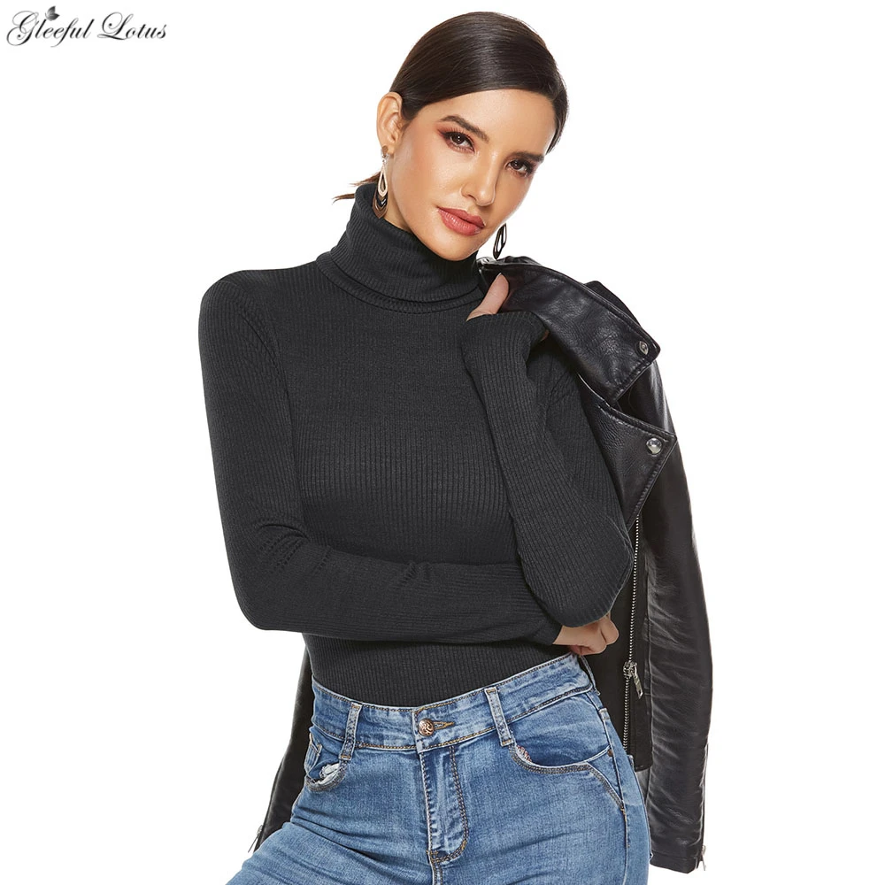 Mono de cuello alto ceñido al cuerpo de manga larga para mujer primavera otoño monos de invierno blusas de talla grande S-5XL mono Casual mamelucos de señora