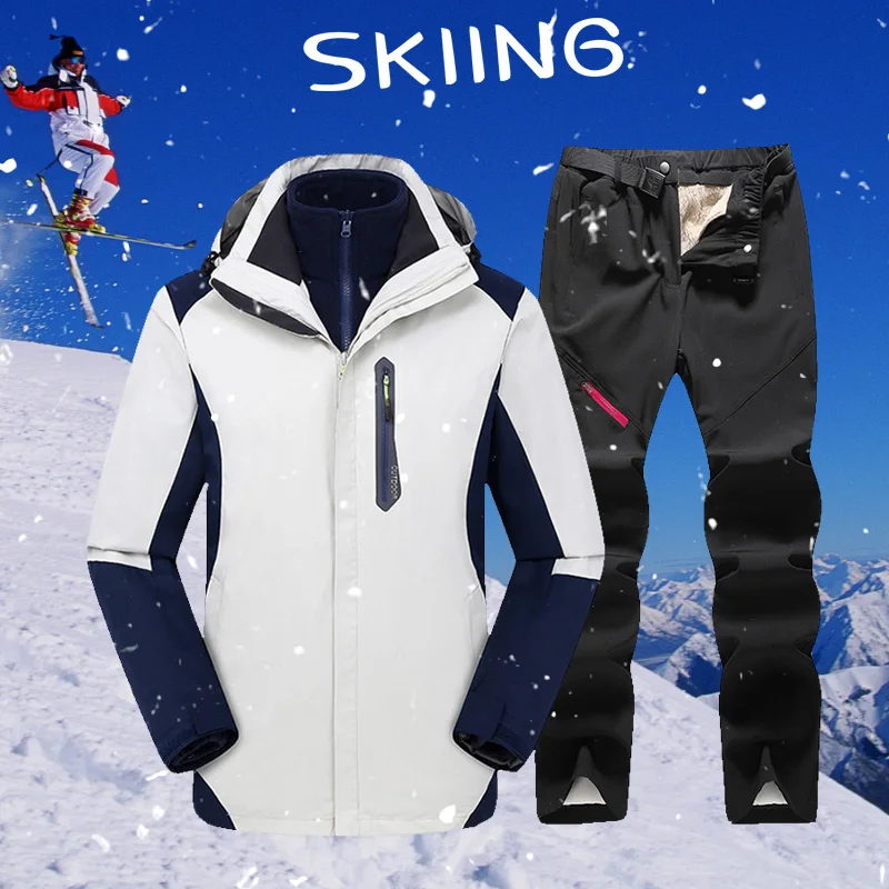 2020 New Thick Warm Ski Suit For Women Outdoor Ski Pants Windproof Waterproof Ski Snowboard Jacket Suit Winter Ski Jacket Women