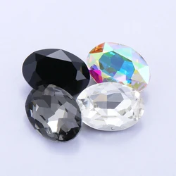 Oval Glitter Top Crystal K9 Strass Glass Rhinestones Jewelry for Craft Pointback Glue on Clothing Garment Decoration Diy Clothes