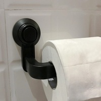 2PCS Wall Mounted Suction Cup Toilet Paper Roll Holder Bathroom Tissue Storage Organizer - Clear