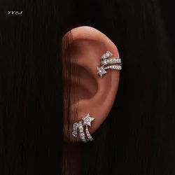 Comet star ear cuff earrings without piercing no hole cz stone Comet stud earrings for women luxury deigsner glitter dainty