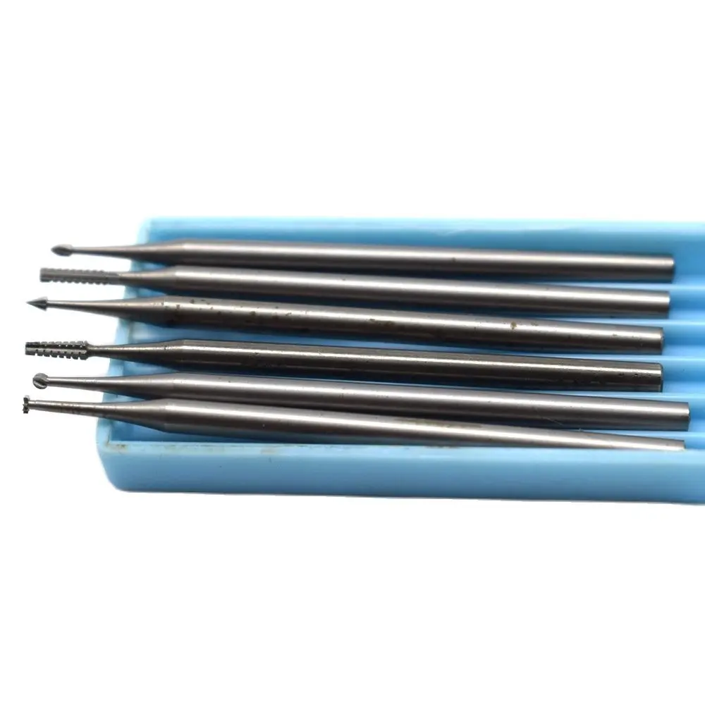 6PCS Steel Burs for Stone Setting Jewelry Drilling Polishing Bit Dental Grinding Carving Needle Shank Size 2.35mm