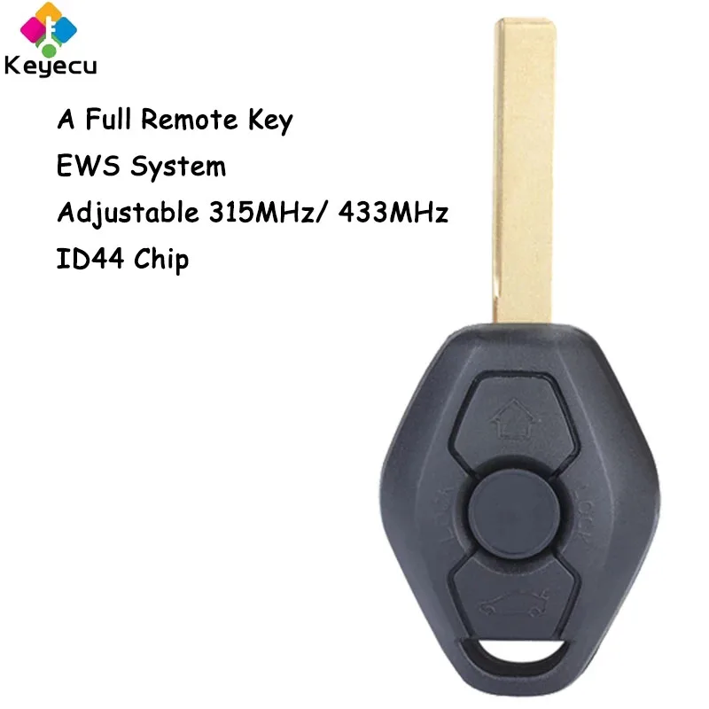 

KEYECU EWS System Remote Car Key With Adjustable 315MHz 433MHz ID44 Chip HU92 Blade Fob for BMW E81 E46 E39 E63 E38 E83 E53 E36