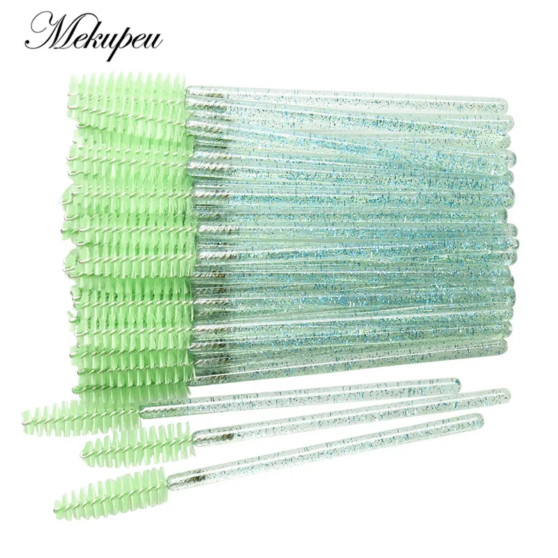 50 PCS Disposable Mascara Wands Applicator Makeup Brush Eyelash Extension Lash brushes Colorful Crystal Brushes Tools