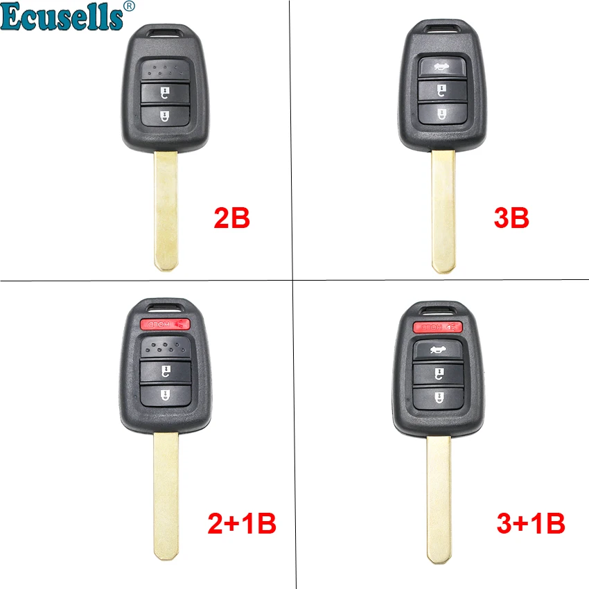 

2/3/4 buttons Modified remote key shell case cover fob FOR Honda Civic Accord City CR-V Crosstour Crider Fit HRV HON66 uncut