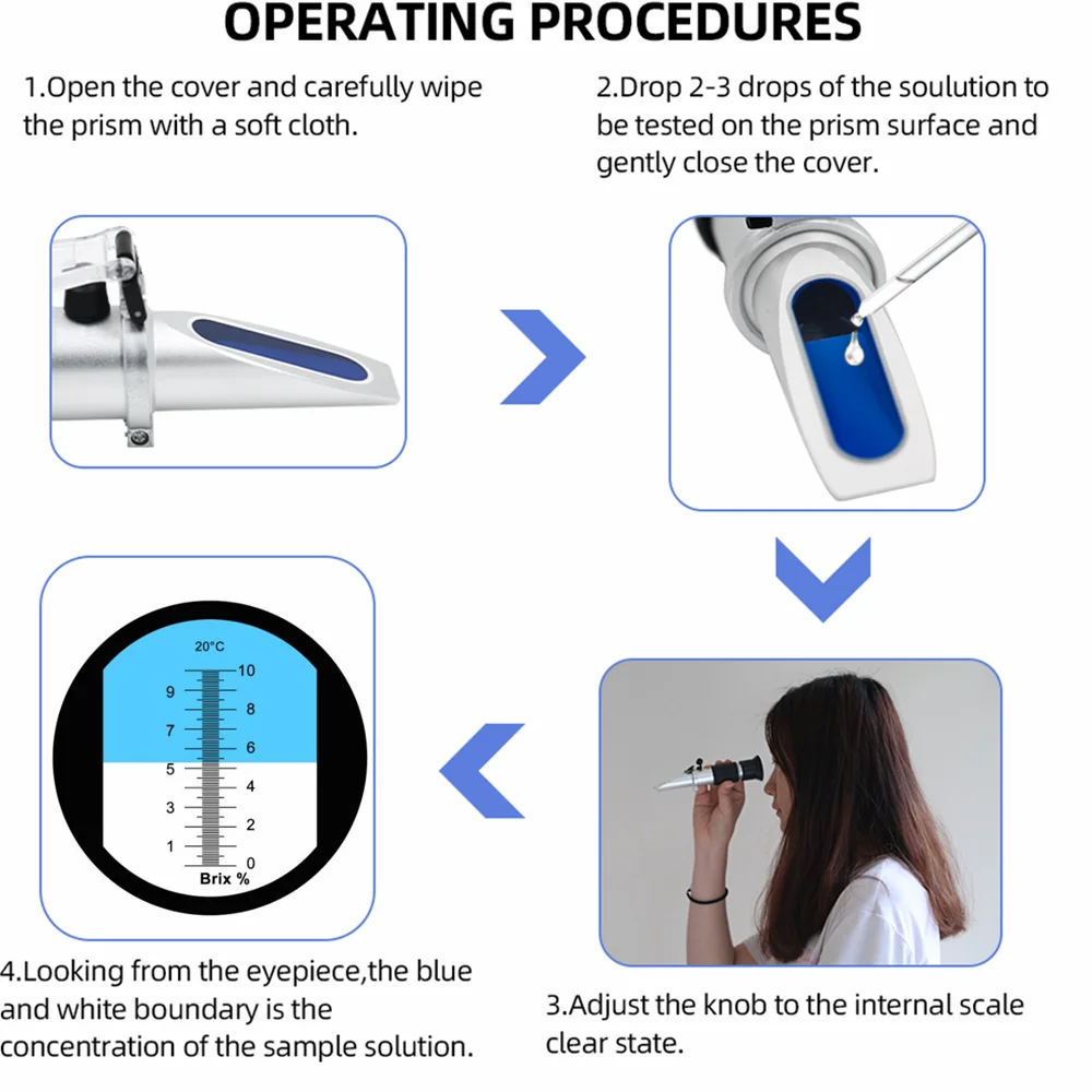 New Handheld Brix Refractometer 0-10% Brix with ATC Low-Concentrated Sugar Content Testing Equipment Accuracy 0.1% 30% off