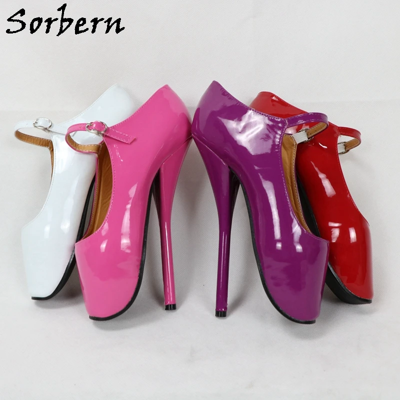 Sorbern 18cm Heels Women Pumps Unisex Ballet High Heels Shoes Buckle Straps Plus Size 36-46 Fashion Ladies Party Shoes Custom