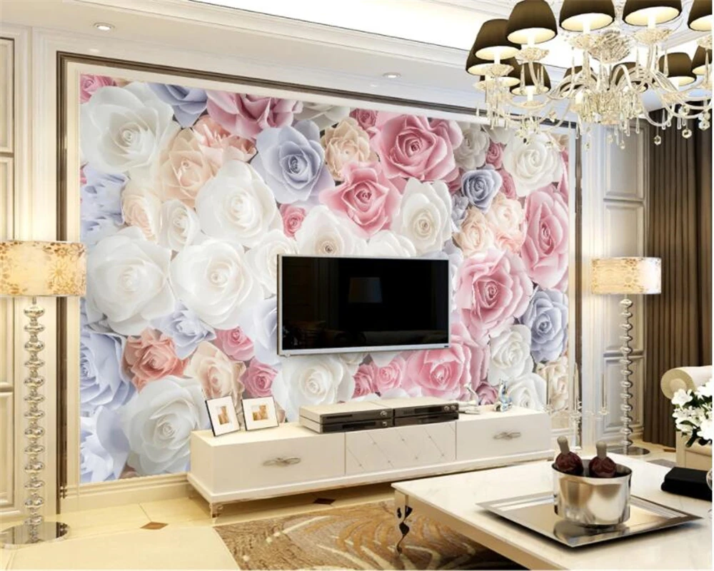 Beibehang Custom 3d Behang Romantische Rose 3D Tv Achtergrond Woonkamer Slaapkamer Achtergrond Muurschildering Behang 3d