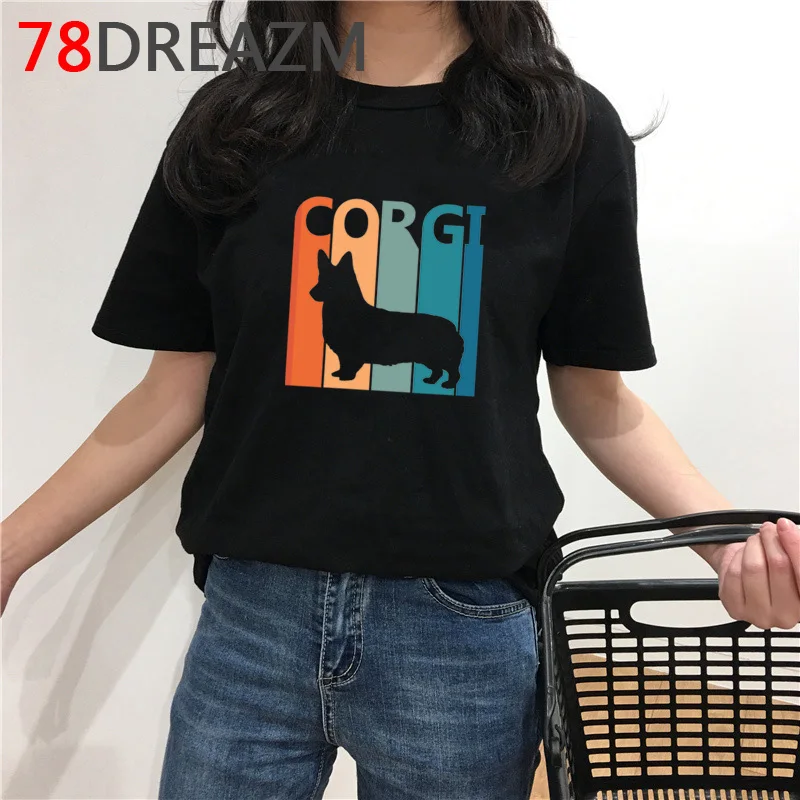 Kawaii Corgi T Shirt Women Korean Style Cartoon T-shirt  Funny Dog Graphic Tees Women Summer Top Ulzzang Tshirt Female