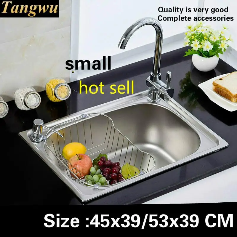 

Free shipping Apartment wash vegetables vogue kitchen single trough sink high quality 304 stainless steel 450x390/530x390 MM