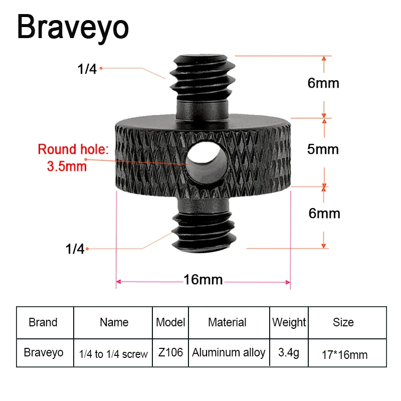 1/4 do 3/8 Cal konwersja śruba lustrzanka Broadcast Stand statyw sprzęt fotograficzny akcesoria do Gopro Ballhead
