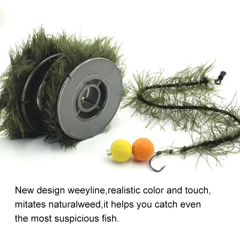 5M Weed Fishing Line Carp Fishing Realistic Soft Hook Link Rig Tool Fish Hook Imitation Natural  Tool Accessories