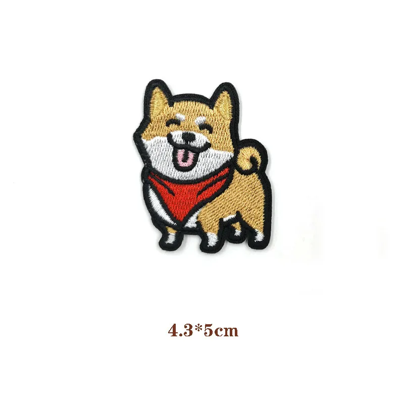 Simpatico cartone animato animale Shiba ricamo toppe in ferro per abbigliamento Parches Ropa Termoadhesiv Bordados Applique cucito Coudre Patch