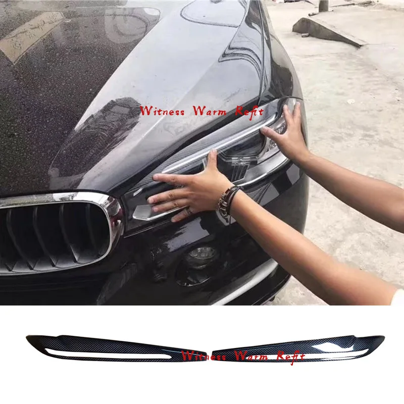 

Carbon Fiber Headlights Eyebrows Eyelids for Bmw X6 F16 2014-up Front Head Light Lamp Eyebrows Trim Cover Access