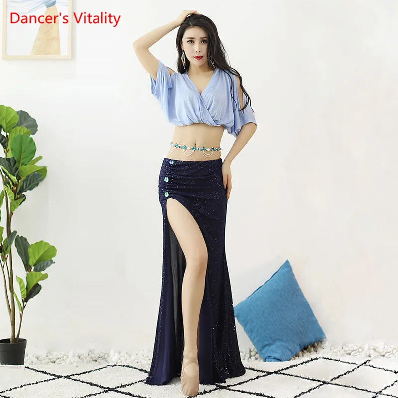 Belly Dance Top Or Skirt V-Neck Loose Shirt Sequins Skirt Practice Clothes Oriental Dancing Female Elegant Performance  Clothing