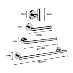 Chrome Plating Stainless Steel Round Wall Mounted Hand Towel Bar Toilet Paper Holder Robe Towel Hooks Bathroom Accessories Set