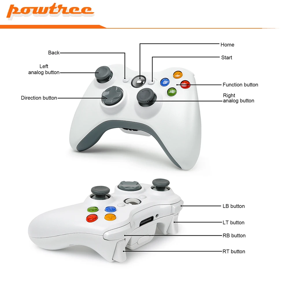 Controller Wireless Powtree 2.4G per Joypad serie Xbox con alta qualità compatibile con PC Windows 7 8 10 360 controle gamepad