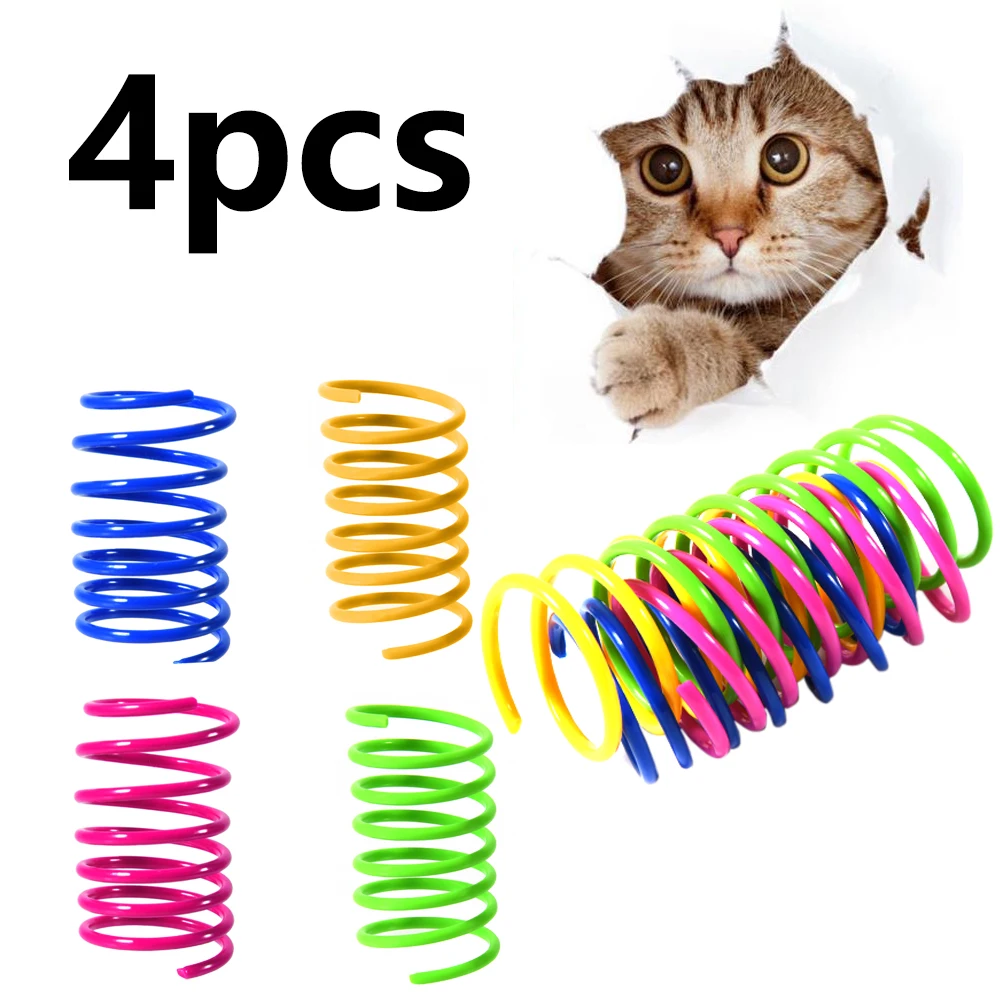 4Pcs Cat Toys Creative Plastic Flexible Cat Coil Toy Cat Interactive Toy Cat Funny Toys Pet Accessories Set Pet Toy