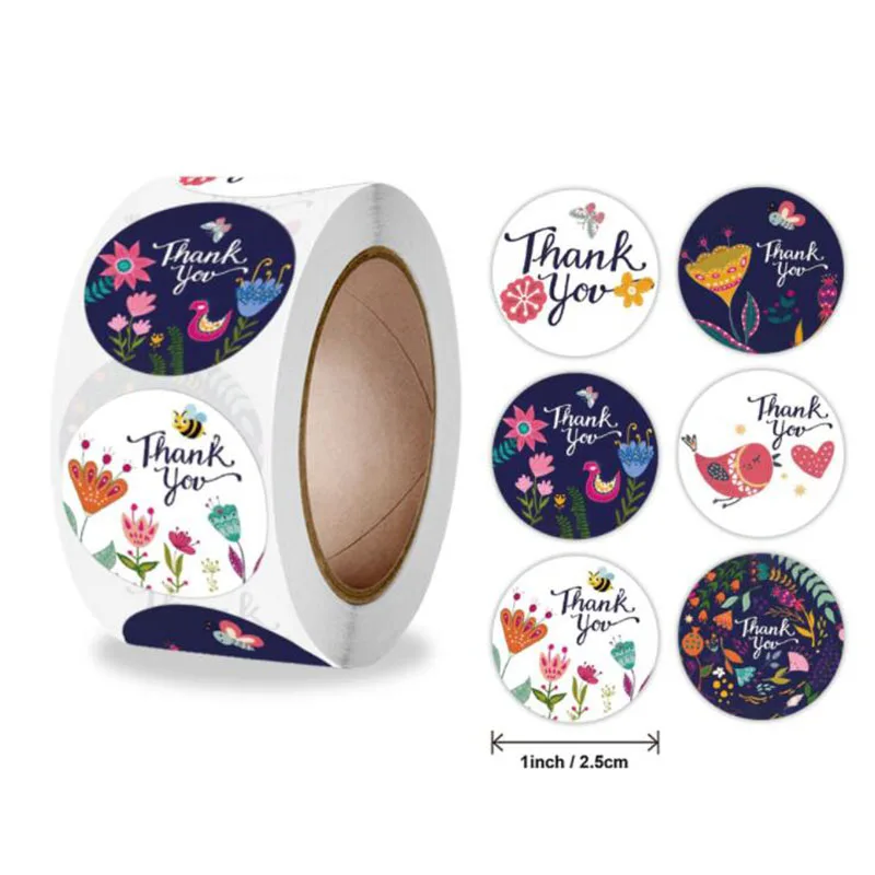 500 Pieces/Roll Child Reward Sticker Flower Thank You Sticker Label Wedding Party Craft Gift Decoration Stationery Sticker