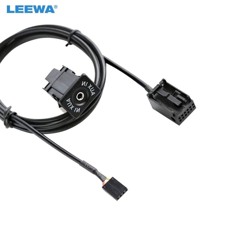 LEEWA 10set Car Radio AUX-In Cable Plug 12PIN AUX Adapter For Ford Fiesta Mondeo Focus Wire Harness Audio AUX Cable Adapter