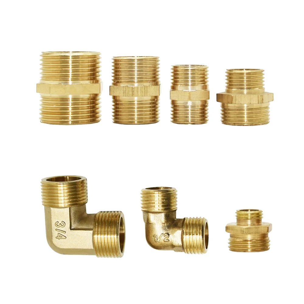 Brass 1“ 3/4“ To 1/2“ To 1/4“ Male Thread Connector Elbow Repair Copper Fittings Reducing Connector Hose Repair 1Pcs