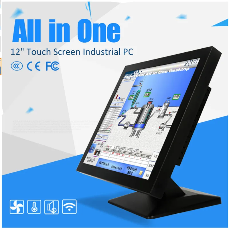 17 Inch all-in-one computer Intel i5 4210u dual core vijf-draads resistive touch screen fanless panel pc