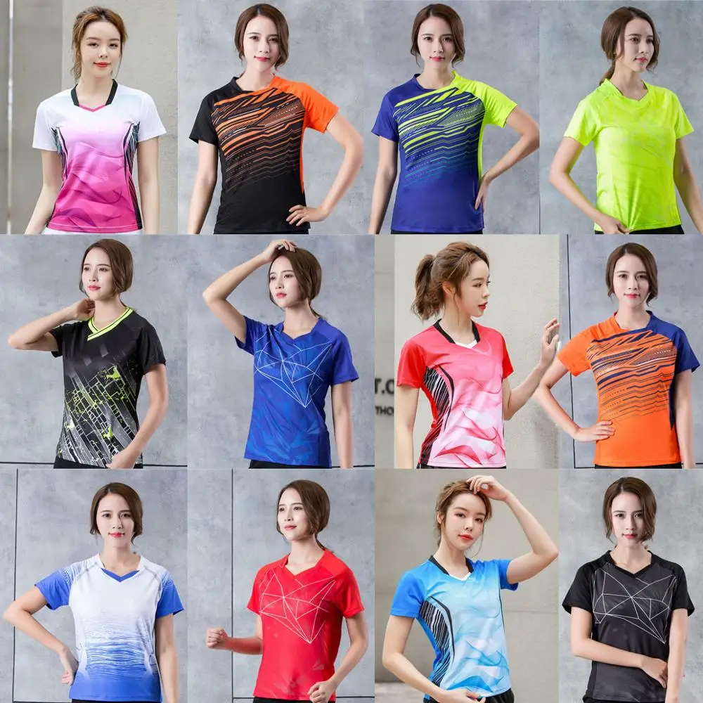 2021 Badminton shirts Women , sport shirt Tennis shirts For Girls , Female table tennis tshirt , Quick dry Ping Pong tshirts Kit