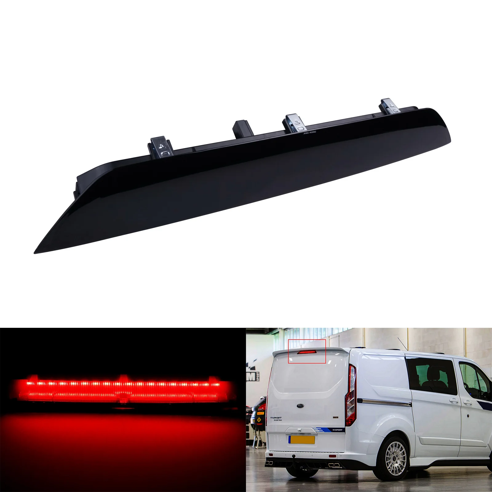 ANGRONG 1X Fits Ford Transit Mk8 Tourneo Custom Rear High Level LED 3RD Brake Light Lamp