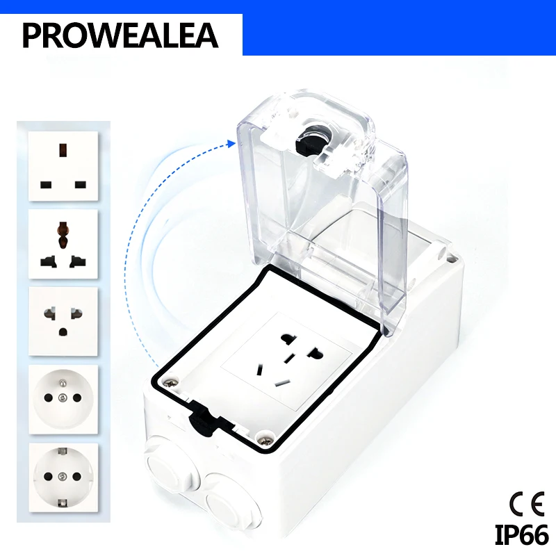 

IP66 Weatherproof Socket Adjustable Waterproof Switch Receptacle Outdoor Wall Power Electrical Outlet Grounded