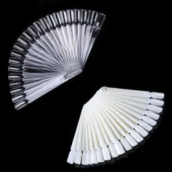 50tips False Nail Tips Display Oval Fan Style Nail Swatch Gel Polish Color Card Fake Nail Practice Palette Chart Tools