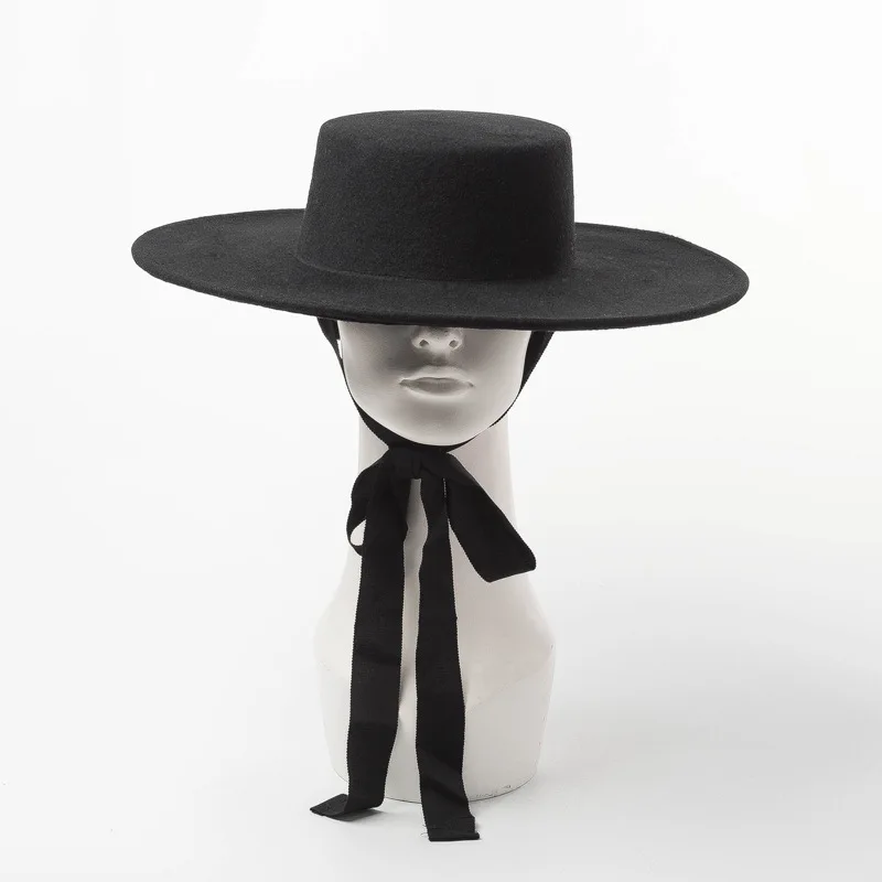 New fashion simple woolen woolen top hat ladies wool felt bandage flat hat