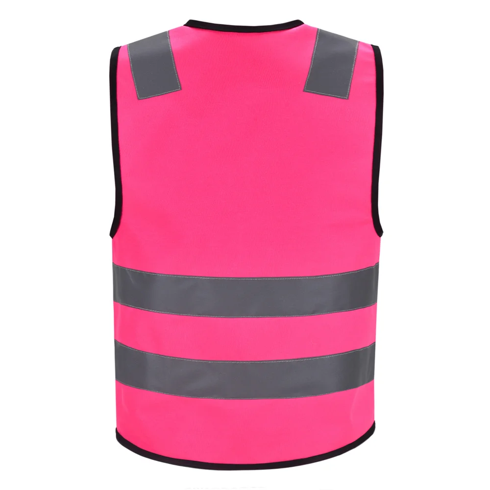 AYKRM High Visibility Safety Vest Fluorescent Pink Reflective Workwear Hi Viz With Pockets And Zipper Customized Logo Traffic