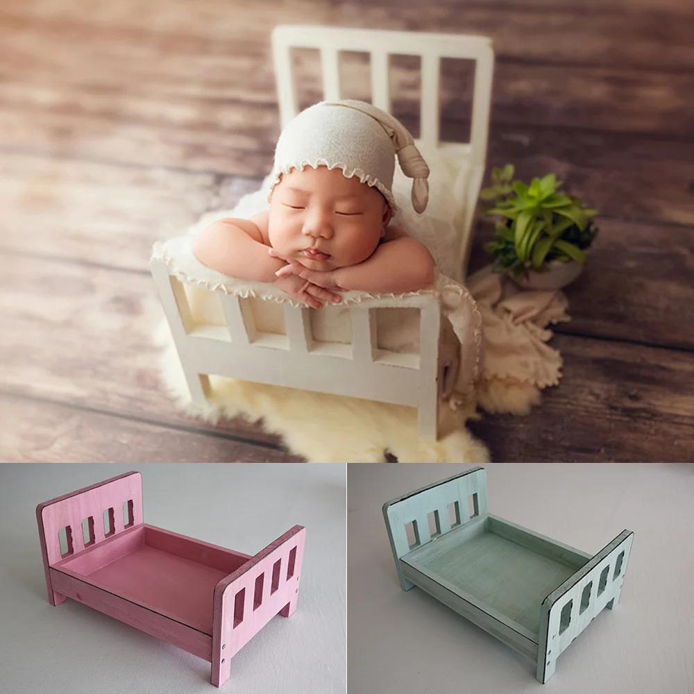 Newborn Photography Vintage Wooden Bed Baby Photoshoot Props Furniture For Studios Photo Shooting Infant Crib Studio Accessories