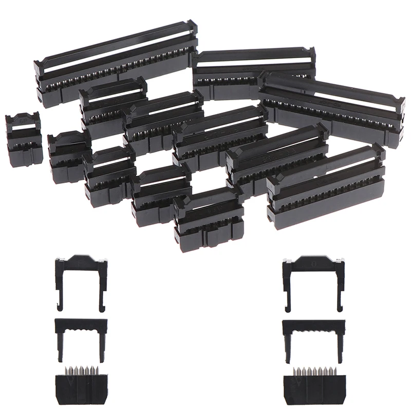 10set 6/8/10/12/14-50Pin IDC Socket Pin Dual Row Pitch 2.54mm IDC Connector 6-50 Pin Cable Socket