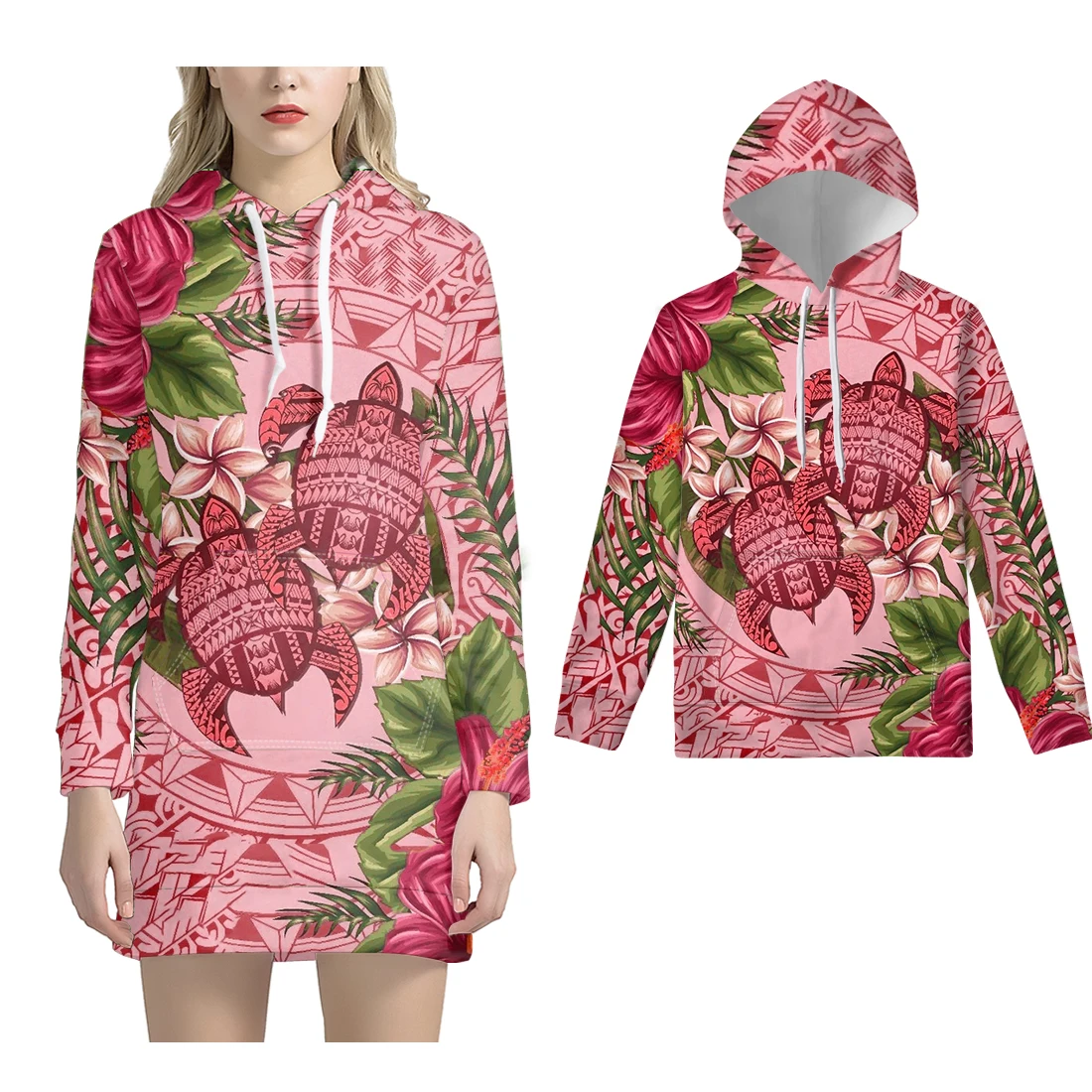 

NOISYDESIGNS Autumn Women Dress Sweatshirt 3 Pcs Family Pullover Hoodie Polyneisan Hawaiian Maoli Turtle Prints Casual Hoodie