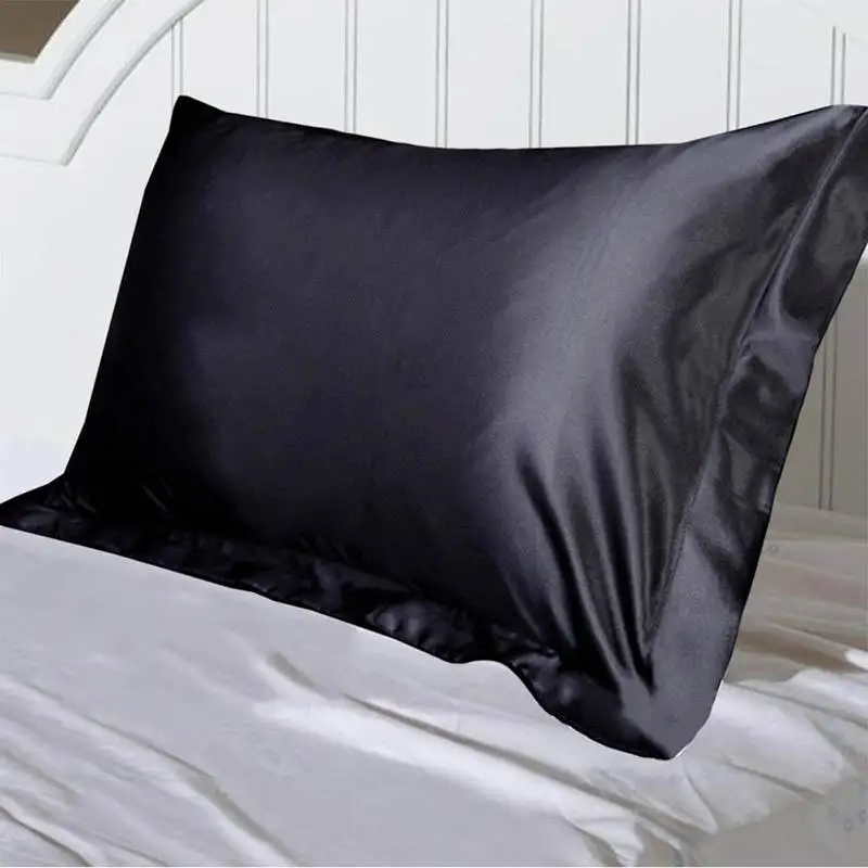 1/2PCS Emulation Silky Satin Pillowcase Single Solid Color Pillow Covers Luxury Pillow Case For Bed Throw 48x74cm