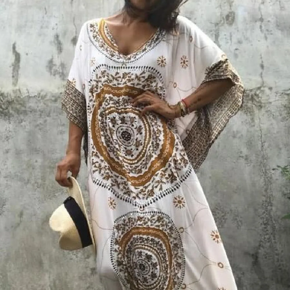 2023 لونغ بيتش التستر رداء دي بلاج ملابس السباحة التستر صيدا دي برايا طباعة المرأة ثوب السباحة التستر الستر للشاطئ # كعص