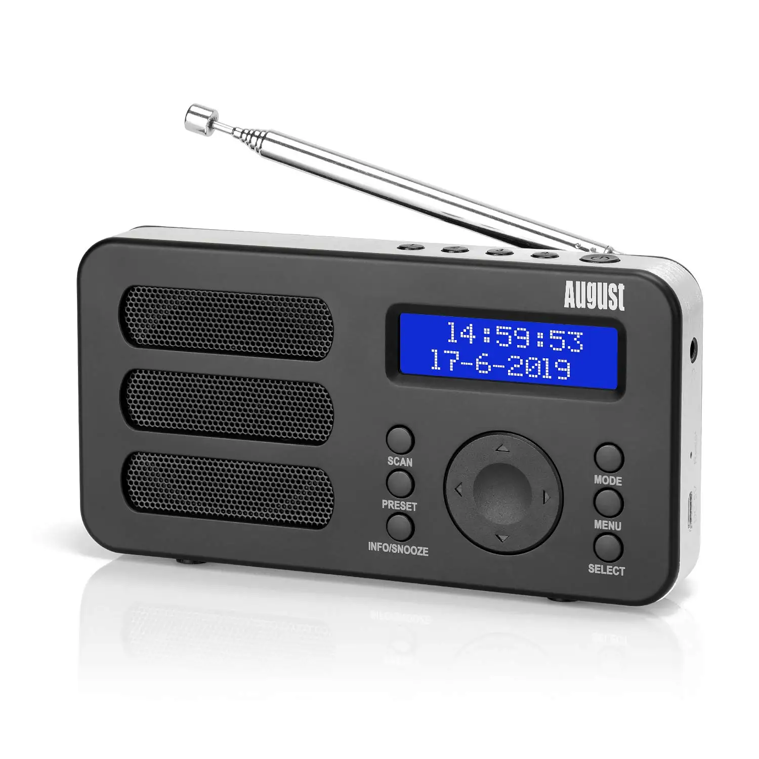 Portable Digital Radio August MB225  DAB/DAB +/FM RDS Function Dual Alarm Stereo/Mono Speaker Rechargeable Battery with LCD