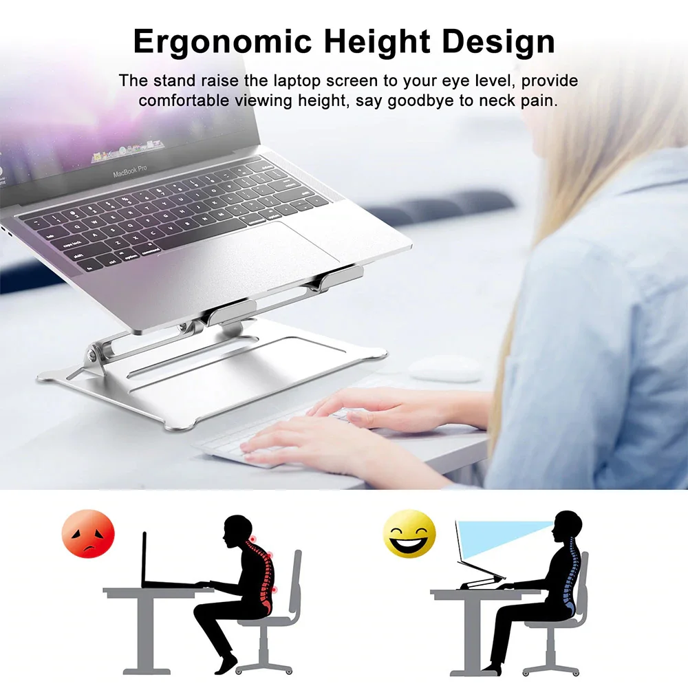 Laptop Stand Aluminium Alloy Adjustable ,  Aluminum  Laptop Holder Multi-Angle Stand Heat Release Foldable Laptop Notebook Stand