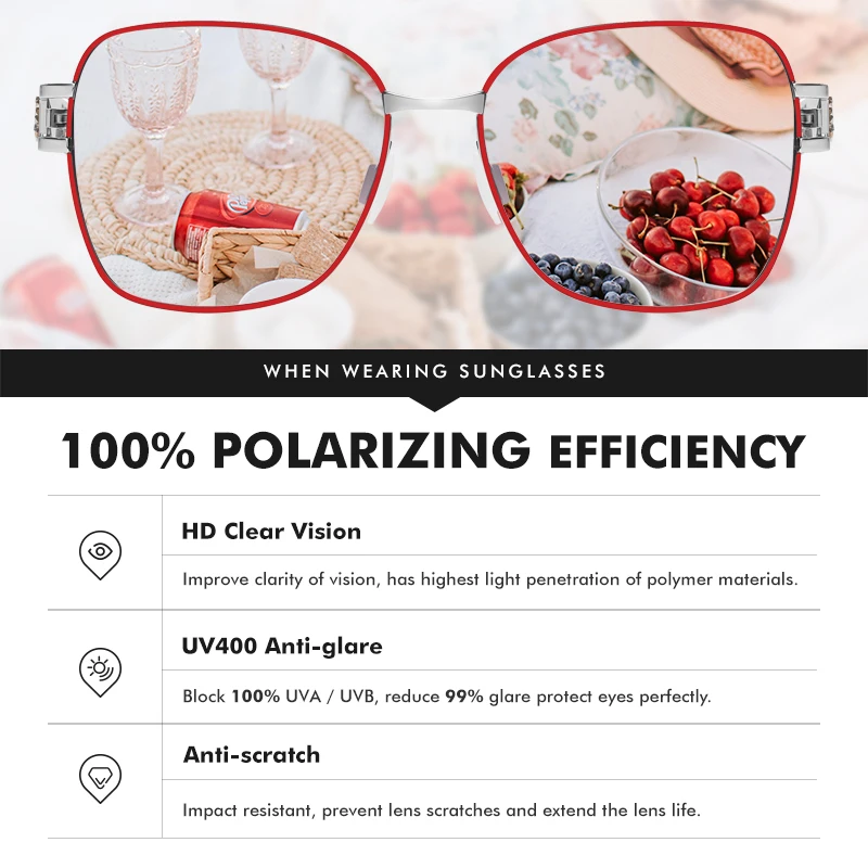 LM Sunglasses Women 2024 Polarized Square UV400 Gradient Lens Stainless Steel Ladies Sun Glasses Elegant Design Fashion Eyewear