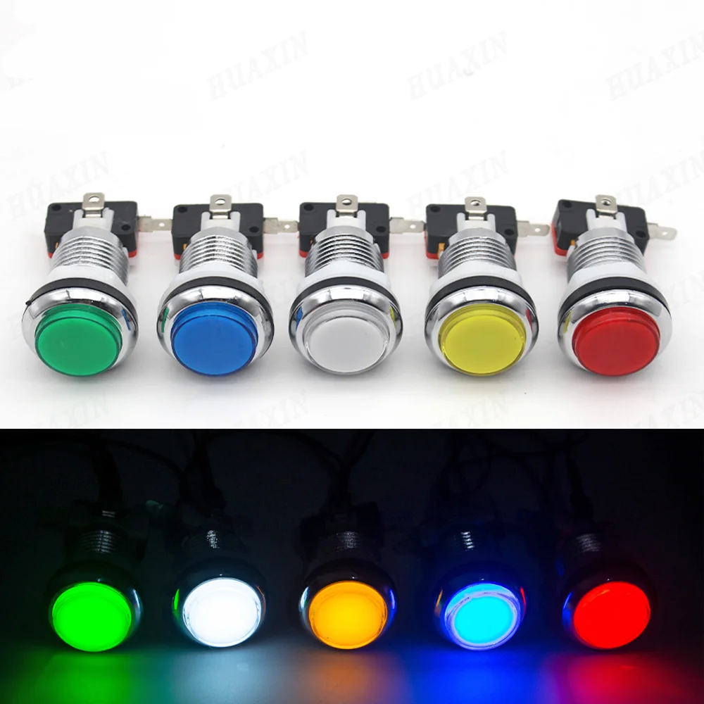 1 Unit Chrome Plating 5V/12V 30mm LED Illuminated Push Buttons With Micro Switch For Arcade Machine Games Mame Jamma Parts