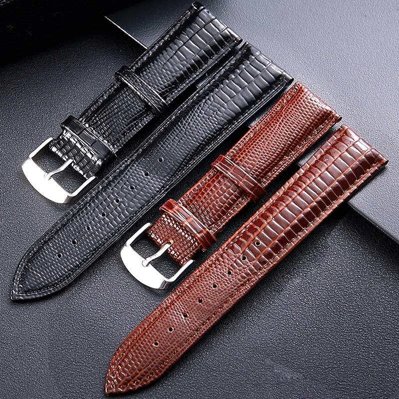 12mm- 24mm Watchband Fashion Lizard Texture Leather Watch Band Pin Buckle Watch Strap for Women Man Wristband Watch Accessories