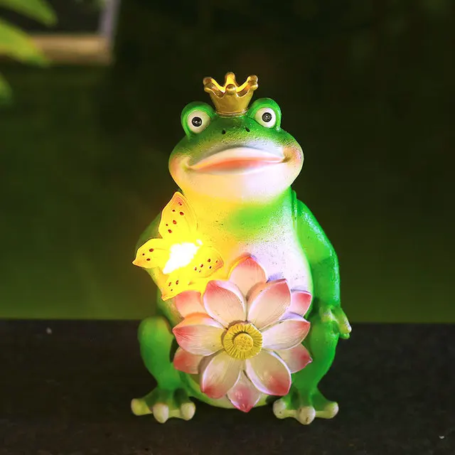 

Pastoral Solar Lamp Frog Resin Decoration Outdoor Garden Lawn Figurines Crafts Park Landscape Courtyard Sculpture Accessories