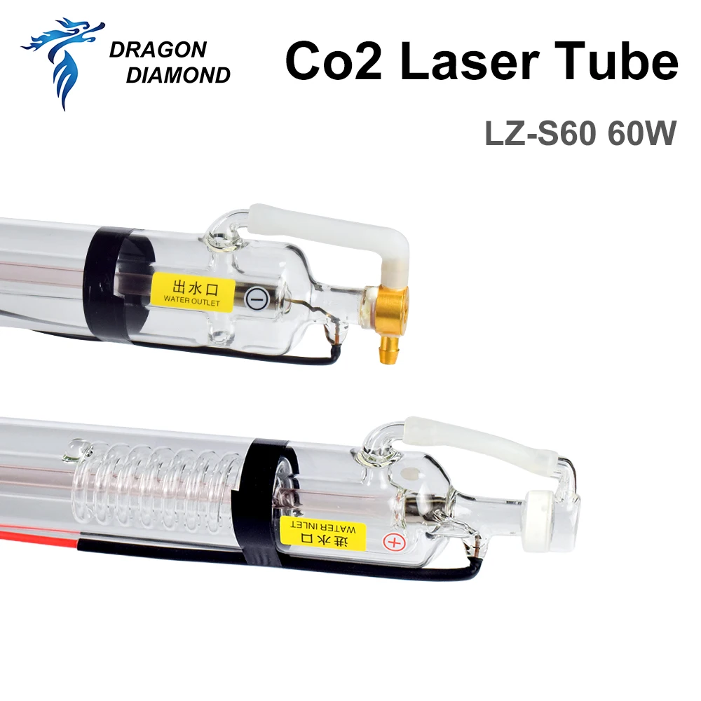 التنين الماس 60 واط CO2 ليزر أنبوب طول 1250 مللي متر Dia.55mm المعادن رئيس زجاج الأنابيب لآلة ليزر CO2