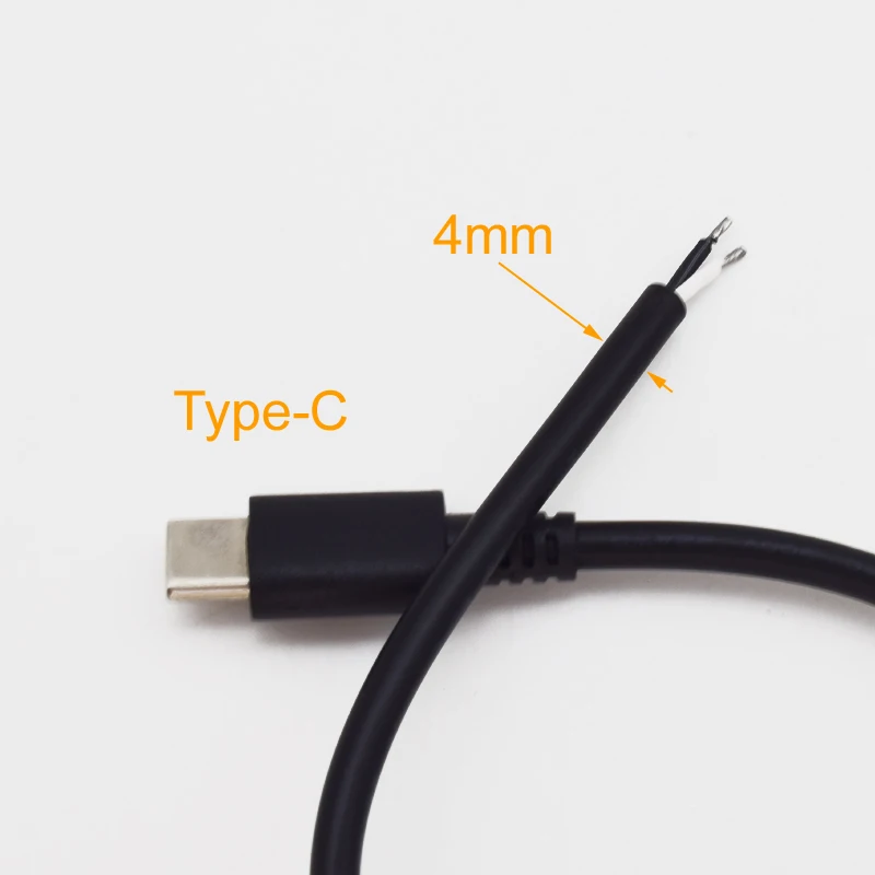 100pcs 25cm USB C Type - C  Male Plug Cable 2 wires Power Pigtail Cable Cord DIY