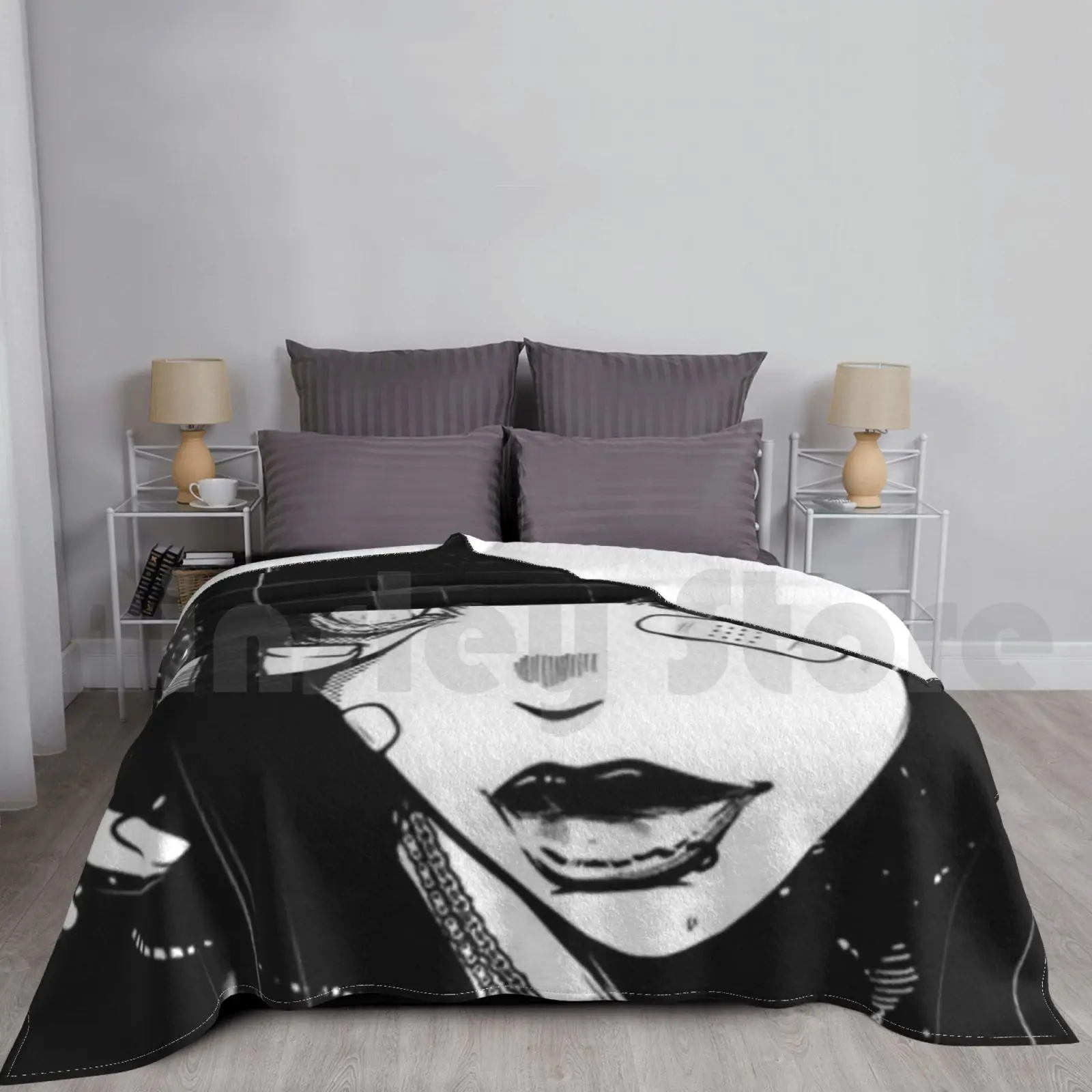 Manga Girl Eyes Blanket Fashion Custom Junji Ito Horror Manga Aesthetic Goth Gothic Pastel Halloween Anime Girls Eyes